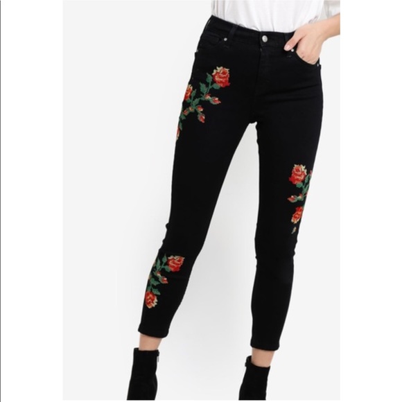 Topshop Denim - Topshop jamie embroidered floral jeans